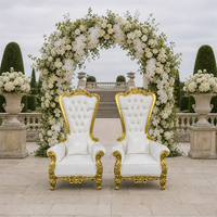 Chaises de mariage en bois et cuir PU de haute qualité avec garniture dorée, prix d'usine, pour la mariée et le marié, utilisation hôtelière