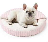 Coussin rond pour chat et chien, chaud et douillet pour l'hiver, antidérapant, lavable en machine, ultra-doux et moelleux, avec couvercle