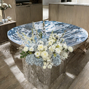 SN-D157 Sang Trọng Màu Xanh Tăng Tú Cầu 5D Handmade Hoa Hàng Delphinium Runner Nhân Tạo Bàn Cưới Centerpieces Trang Trí Nội Thất - Product Image 4