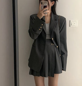 12 #2024 वसंत शरद ऋतु नए आगमन सूट कॉलर ब्लेज़र ने मिनी स्कर्ट दो टुकड़े सेट - Product Image 6
