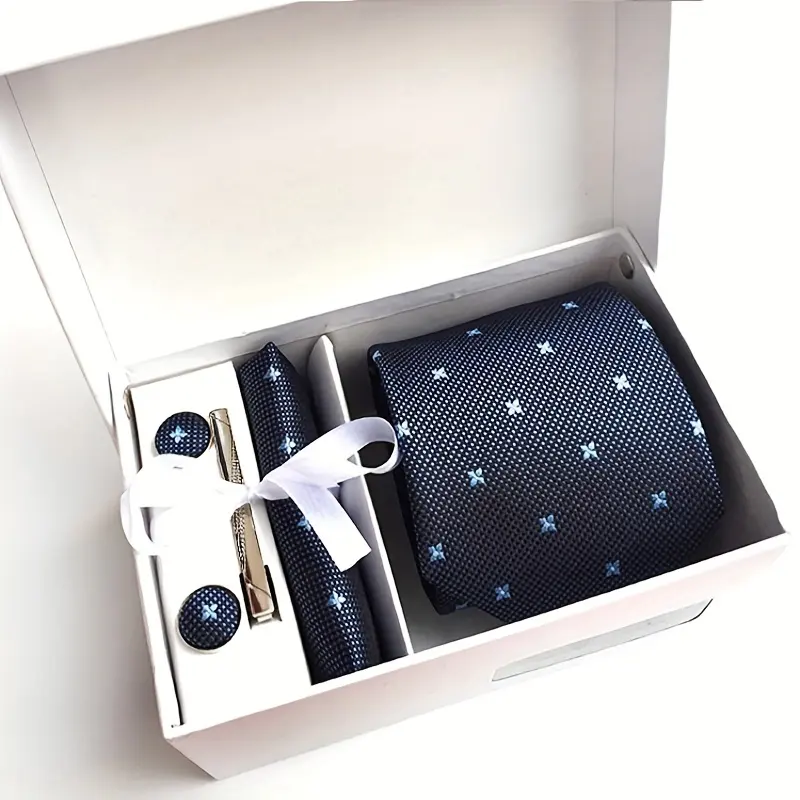 Premium Men's Tie Gift Box Tie Pocket Square Cufflinks Silk Clip Luxury Necktie Bowtie Suit Tie Set Gift Box for Men