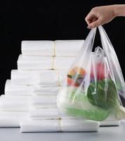 Sacs en plastique HDPE refermables personnalisés avec logo, poignées gilet et impression tampon, emballage jetable