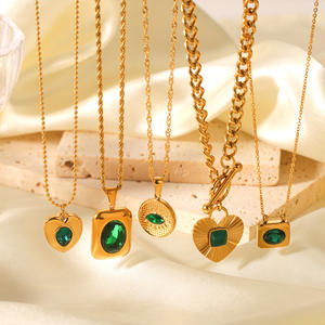 Collar de Mujer con Colgante de Estilo Francés, Moderno, de Acero Inoxidable Chapado en Oro de 18K, con Forma de Corazón y Diamantes, Estilo Budista, Cadena de Eslabones, Gargantilla - Product Image 6