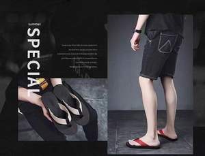 Tongs pour hommes avec sangle <span class=keywords><strong>large</strong></span> en coton semelle EVA bon marché gros tongs logo personnalisé noir vente en gros - Product Image 6