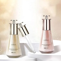 Nouveau Style 30mL Eco Friendly Soins De La Peau Sérum Clair Presse Pompe Cosmétique Verre Ovale Parfum Huile Essence Sérum Bouteilles Compte-gouttes