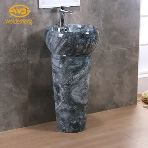 Single hole rectangular ceramic bathroom marble art stand alone wash basin