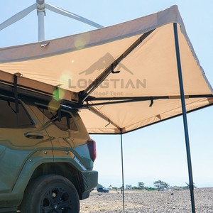 Toldo Lateral para Auto de 270 Grados con Doble Poste, Tira de LED, Oxford 600D, PVC 1000D, Patas Ajustables e Impermeables - Product Image 1