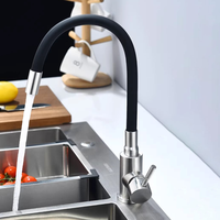 Robinet de cuisine monocommande en acier inoxydable brossé avec cartouche céramique, design moderne, classique, monotrou, eau chaude et froide pour évier