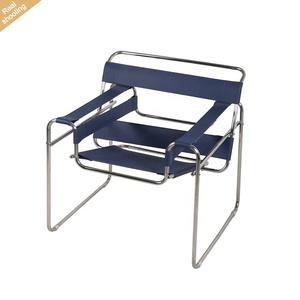 Mediados de siglo moderno Bauhaus ocio estilo sillín cuero Acero inoxidable Tubular sillón Silla de salón - Product Image 1