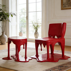 Set Tavolo e Sedie Artistico con Effetto Goccia di Cera Irregolare, Colore e Materiale Personalizzabili - Product Image 2