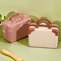 Valise de voyage portable mini 14 pouces à rayures tendance, grande capacité, bagage à main, trousse de maquillage avec fermeture éclair et serrure à code