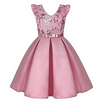 Robe trapèze en satin rayé au crochet pour filles, idéale pour les fêtes d'été, Noël, style princesse fleurie, col rond, vêtements pour enfants de 1 à 8 ans