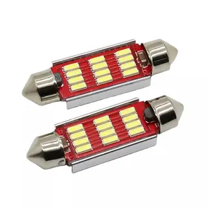 CHEDINA Lampu Canbus LED Festoon 31Mm 36Mm 39Mm 41Mm Lampu Dome Mobil Chip 4014 Bohlam 12 SMD