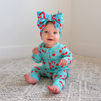 Combinaison bébé en bambou pliable personnalisée à manches longues, combinaison une pièce pour enfants, pyjama unisexe pour nouveau-né avec fermeture éclair inversée