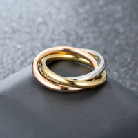 Bague Rotative Anti Anxiété en Acier Inoxydable Plaqué Or Irrégulier Trois Boucles Cercles Anneau Torsadé pour Unisexe Hommes Femmes