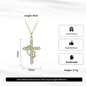 Collana <span class=keywords><strong>Girocollo</strong></span> Trendy in <span class=keywords><strong>Argento</strong></span> Sterling 925 con Ciondolo Rotante a Corona e Croce, con Charm a Corona, da <span class=keywords><strong>Donna</strong></span> - Product Image 2