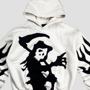 OEM Custom Hip Hop Culture Grim Reaper & Flame Graphic Streetwear Personalized Casual Hoodie and Sweatshirt - Product Image 3