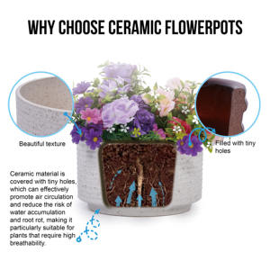 2 Macetas de Cerámica Resistentes, Modernas, para Piso, Patio, Jardín o Ventanas - Blanco Leche - Product Image 3