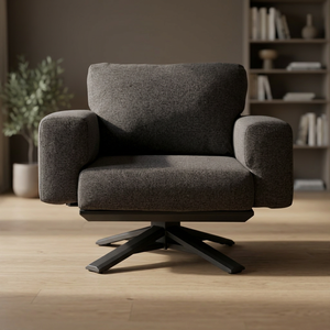 Sofá Moderno de Tela de Tres Plazas con Respaldo Acolchado, Brazos Acolchados y Base Giratoria de Metal, Ecológico, para Hotel, Apartamento, Villa, Sala de Estar - Product Image 2
