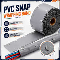 Gaine de câble industrielle en PVC à bouton-pression, réutilisable, pour faisceau de câbles, grise, pour la gestion des câbles