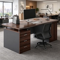 Bureau d'ordinateur simple LBZ-137X, grand format, style minimaliste moderne, avec tiroirs de rangement et trous de câblage, idéal pour les professionnels.