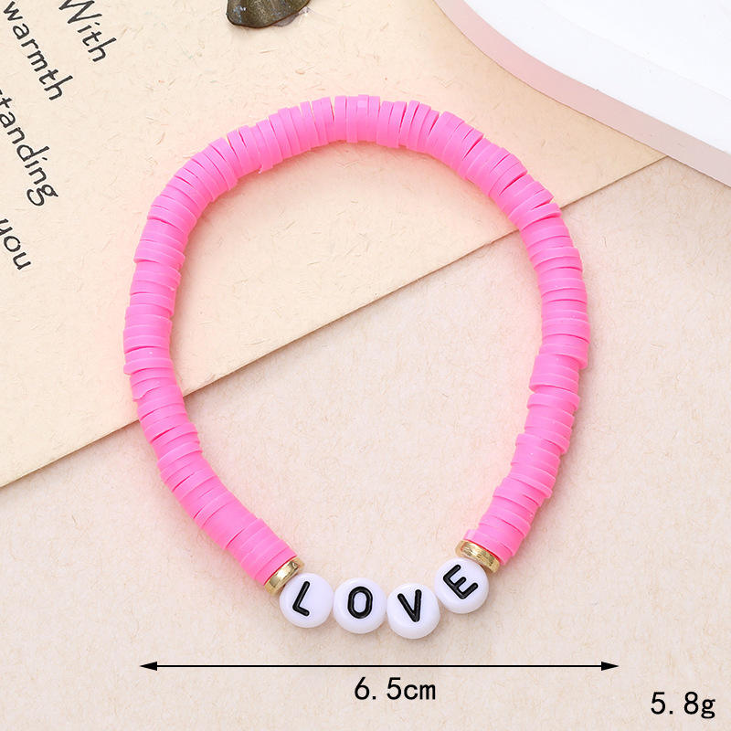 สร้อยข้อมือดินเหนียวเนื้อนุ่มสีแดงกุหลาบ4337