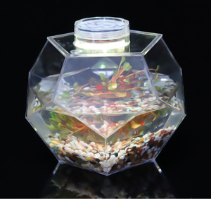 ตู้ปลาอะคริลิค LED หลายเหลี่ยม, โต๊ะทํางานขนาดเล็กโปร่งใส, ห้องนั่งเล่นตู้ปลาทองแนวนอนขนาดเล็ก - Product Image 4