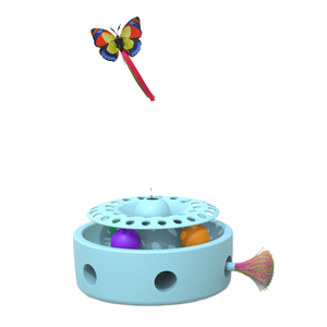 ของเล่นแมวสุดหรู 3 in 1 ของเล่นลูกแมวแบบอัตโนมัติ ผีเสื้อกระพือปีก ขนนกเคลื่อนที่แบบสุ่ม ลูกบอลติดตามเส้นทาง พลังงานคู่ ทำจากพลาสติก - Product Image 1