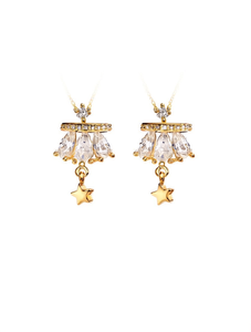 Collana con Ciondolo a Stella Placcata Oro, Cristalli e Strass, Gioiello Elegante per Uso Quotidiano e Feste, Catena in Lega alla Moda per Donne - Product Image 1