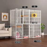 Cage pour chat classique en fer à trois étages, ultra-grande, ouverte et respirante, pour petits chats, utilisation en salon ou en extérieur, toutes saisons