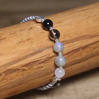 Bracelet tressé énergétique Phases de Lune en Pierre de Lune Naturelle, Labradorite, Cristal Fumé et Onyx Noir – Cadeau Astrologique pour les Amoureux de la Lune