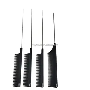 Vendita calda pettine per capelli Tinting a spillo pettine a coda di ratto in acciaio con coda di topo in fibra di carbonio pettini per presa in giro resistenti al calore - Product Image 6