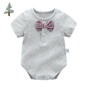 Combinaison pour bébé garçon à manches courtes Summer Infant, 100% coton côtelé, avec nœud papillon - Product Image 6