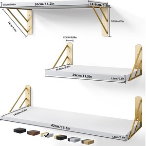Wall Mounted <b>Shelf</b> Wooden Panel Iron <b>Bracket</b> 100x60cm Heavy Duty Storage For Living Room Bedroom - Product Image 4