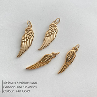 Pendentif EManco, motif aile d'ange, plume, plaqué or, fabrication de bijoux, collier, bracelet, cadeau d'anniversaire, ornement
