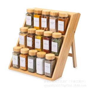 Étagère à épices en bois à trois niveaux, organiseur de bureau pour rangement et présentation dans la cuisine - Product Image 4