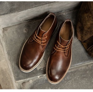 Botas de Hombre Estilo Británico de Verano, Botas Romanas de Media Pantorrilla, Impermeables, con Parte Superior de Cuero Genuino, para Senderismo, Motociclismo, con Forro - Product Image 4