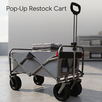 Chariot de camping pliable en acier inoxydable à quatre roues pour la plage, les courses et le rangement extérieur
