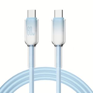 Transparent Crystal Fast <b>Charging</b> <b>Type</b> <b>c</b> Nylon Braided 60W <b>Type</b> <b>C</b> to <b>C</b> Data <b>Cable</b> Mobile Accessories Charger <b>Cable</b> - Product Image 1