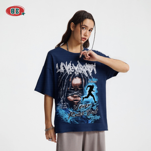 Mens quần áo T-Shirts màu xanh đậm cộng với kích thước XXL đồ họ<span class=keywords><strong>a</strong></span> T-Shirt cho nam giới yếu tố cần thiết thời trang dạo phố tùy chỉnh Heavyweight 305gsm Áo Thun - Product Image 3