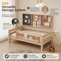 Lit pour enfants en chêne massif moderne de Jim's Room avec étagère murale multifonctionnelle et panneau perforé créatif pour chambre à coucher