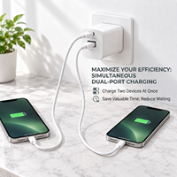 Chargeur rapide GaN 30W double port USB C USB A PD, adaptateur mural avec prise pliable, chargeur de voyage pour iPhone Samsung OEM