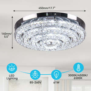 Lámpara de araña de techo inteligente LED con anillo redondo montado en superficie regulable moderna, accesorios de lujo para sala de estar - Product Image 2