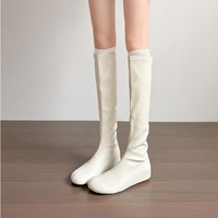 Bottines extensibles pour femmes, talon compensé caché, bout rond, fermeture éclair au dos, bottes chaussettes tendance, 2 couleurs