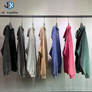 Felpa con Cappuccio 420 Gsm Senza Cordoncini, Personalizzabile, Oversize, Grigio Scuro, Effetto Vintage Lavato all'Acido - Product Image 3