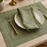 Napperons carrés modernes personnalisés en tissu teint et brodé réutilisables – Décoration de table haut de gamme pour hôtels, mariages, banquets et fêtes à domicile