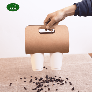 Portavasos <span class=keywords><strong>VVG</strong></span> de 2 o 4 tazas, portavasos de papel Kraft desechable para entrega, para llevar, café, leche, té, bebida, jugo - Product Image 6