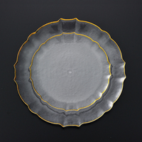 Assiettes jetables en plastique transparent de qualité supérieure, rondes, personnalisables, avec bord doré, cuillère, plus de 10 pièces, pour fête, marque DIJOEY