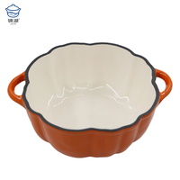 Casserole en émail rétro à cuisson lente de style maison, grande capacité, en forme de citrouille, en fonte émaillée, à double poignée, ustensiles de cuisine