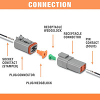 Conector de cable eléctrico para Deutsch, Conector de cable eléctrico resistente al agua automático, precintado, color gris, macho y hembra, 2, 3, 4, 6, 8, 12 pines